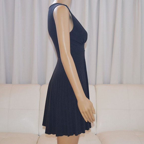 "5/35" Knit Dress Sleeveless Plunge with Asymetric Fit-and-Flare Silhouette - Picture 7 of 13